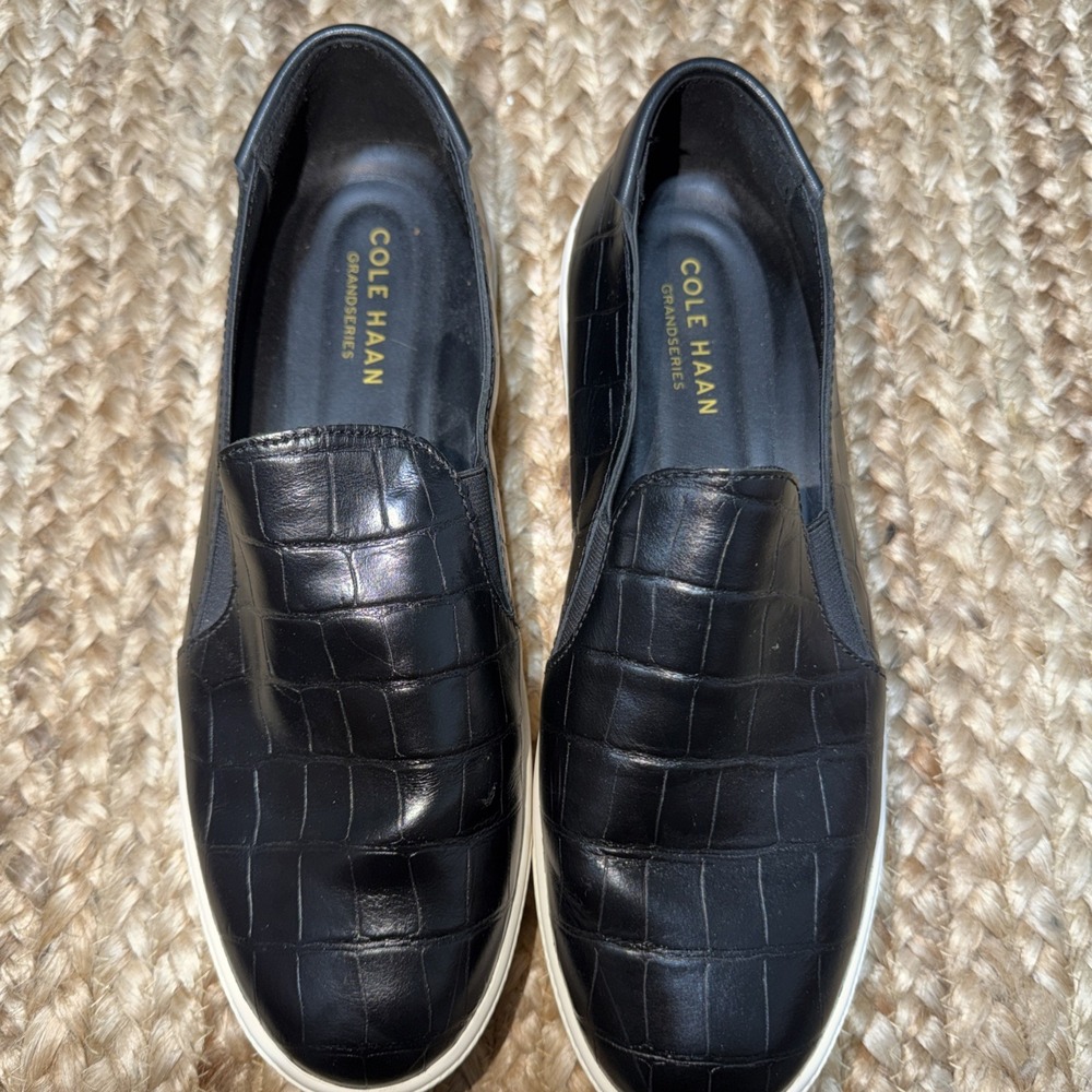 Cole Haan Grandpro Spectator 2.0 Shoes Womens Size 9 Black Croc Embossed Sneaker
